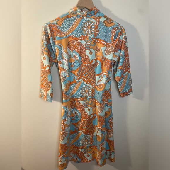 J.McLaughlin||Chinoiserie Panama Wrap Dress Orange, Knee Length Size XS - Picture 4 of 6